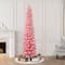 7ft. Pre-Lit Flocked Pink Artificial Alpine Pencil Tree, Clear Lights